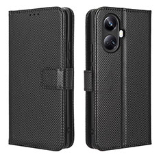 Leather Case Stands Flip Cover Holder BY1 for Realme 10 Pro+ Plus 5G Black