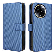 Leather Case Stands Flip Cover Holder BY1 for Realme 11X 5G Blue