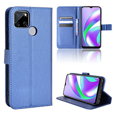 Leather Case Stands Flip Cover Holder BY1 for Realme 7i RMX2193 Blue