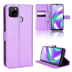 Leather Case Stands Flip Cover Holder BY1 for Realme 7i RMX2193 Purple