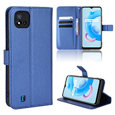 Leather Case Stands Flip Cover Holder BY1 for Realme C20A Blue