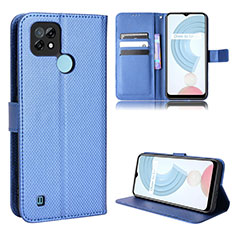 Leather Case Stands Flip Cover Holder BY1 for Realme C21 Blue