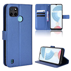 Leather Case Stands Flip Cover Holder BY1 for Realme C25Y India Blue