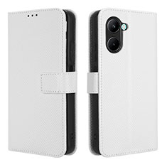 Leather Case Stands Flip Cover Holder BY1 for Realme C33 (2023) White