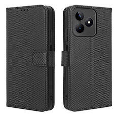 Leather Case Stands Flip Cover Holder BY1 for Realme C51 Black