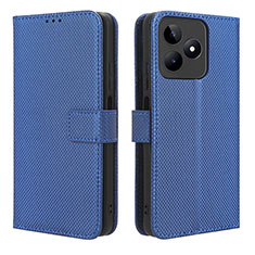 Leather Case Stands Flip Cover Holder BY1 for Realme C51 Blue