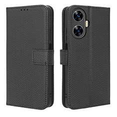 Leather Case Stands Flip Cover Holder BY1 for Realme C55 Black