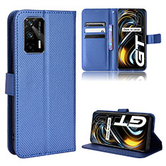 Leather Case Stands Flip Cover Holder BY1 for Realme GT 5G Blue