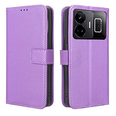 Leather Case Stands Flip Cover Holder BY1 for Realme GT Neo6 5G Purple