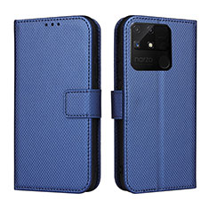 Leather Case Stands Flip Cover Holder BY1 for Realme Narzo 50A Blue