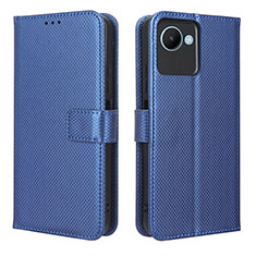 Leather Case Stands Flip Cover Holder BY1 for Realme Narzo 50i Prime Blue