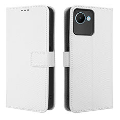 Leather Case Stands Flip Cover Holder BY1 for Realme Narzo 50i Prime White