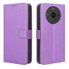 Leather Case Stands Flip Cover Holder BY1 for Realme Narzo 60 5G Purple