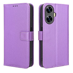 Leather Case Stands Flip Cover Holder BY1 for Realme Narzo N55 Purple