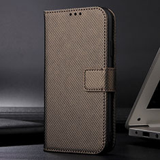 Leather Case Stands Flip Cover Holder BY1 for Samsung Galaxy A12 Nacho Brown