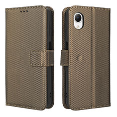 Leather Case Stands Flip Cover Holder BY1 for Samsung Galaxy A23e 5G Brown
