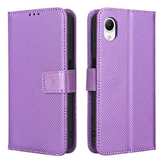 Leather Case Stands Flip Cover Holder BY1 for Samsung Galaxy A23s Purple