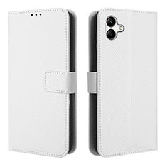 Leather Case Stands Flip Cover Holder BY1 for Samsung Galaxy F04 White