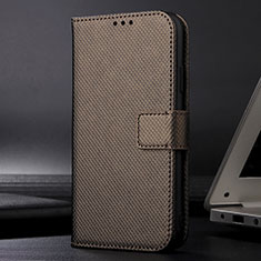 Leather Case Stands Flip Cover Holder BY1 for Samsung Galaxy M01 Core Brown
