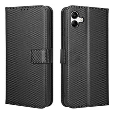 Leather Case Stands Flip Cover Holder BY1 for Samsung Galaxy M04 Black