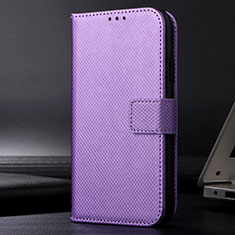 Leather Case Stands Flip Cover Holder BY1 for Samsung Galaxy M12 Purple