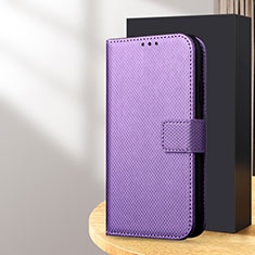 Leather Case Stands Flip Cover Holder BY1 for Samsung Galaxy S24 5G Purple