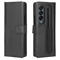 Leather Case Stands Flip Cover Holder BY1 for Samsung Galaxy Z Fold4 5G Black