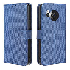 Leather Case Stands Flip Cover Holder BY1 for Sharp Aquos R8 Blue