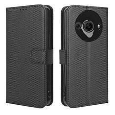 Leather Case Stands Flip Cover Holder BY1 for Sharp Aquos R8 Pro Black