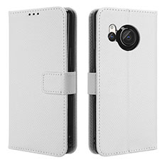 Leather Case Stands Flip Cover Holder BY1 for Sharp Aquos R8 White