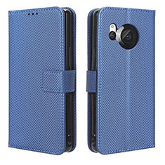 Leather Case Stands Flip Cover Holder BY1 for Sharp Aquos R8s Blue