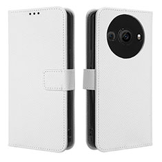 Leather Case Stands Flip Cover Holder BY1 for Sharp Aquos R8s Pro White