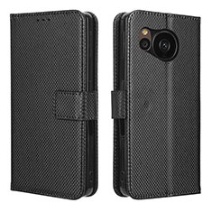 Leather Case Stands Flip Cover Holder BY1 for Sharp Aquos Sense7 Black