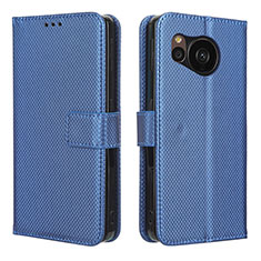 Leather Case Stands Flip Cover Holder BY1 for Sharp Aquos Sense7 Blue