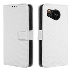 Leather Case Stands Flip Cover Holder BY1 for Sharp Aquos Sense7 White