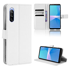 Leather Case Stands Flip Cover Holder BY1 for Sony Xperia 10 III Lite White