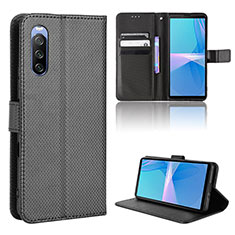 Leather Case Stands Flip Cover Holder BY1 for Sony Xperia 10 III SO-52B Black