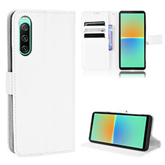Leather Case Stands Flip Cover Holder BY1 for Sony Xperia 10 IV SOG07 White