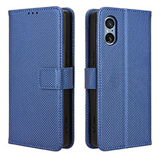 Leather Case Stands Flip Cover Holder BY1 for Sony Xperia 5 V Blue