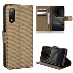 Leather Case Stands Flip Cover Holder BY1 for Sony Xperia Ace II SO-41B Brown