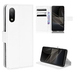 Leather Case Stands Flip Cover Holder BY1 for Sony Xperia Ace II SO-41B White