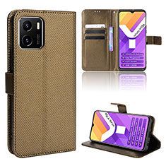 Leather Case Stands Flip Cover Holder BY1 for Vivo iQOO U5x Brown