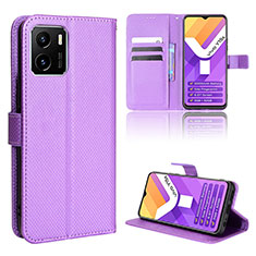 Leather Case Stands Flip Cover Holder BY1 for Vivo iQOO U5x Purple