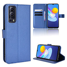 Leather Case Stands Flip Cover Holder BY1 for Vivo iQOO Z3 5G Blue