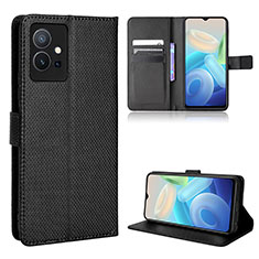 Leather Case Stands Flip Cover Holder BY1 for Vivo iQOO Z6 5G Black