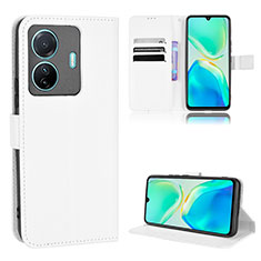 Leather Case Stands Flip Cover Holder BY1 for Vivo iQOO Z6 Pro 5G White