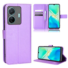 Leather Case Stands Flip Cover Holder BY1 for Vivo T1 Pro 5G Purple