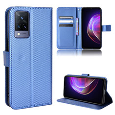 Leather Case Stands Flip Cover Holder BY1 for Vivo V21 5G Blue