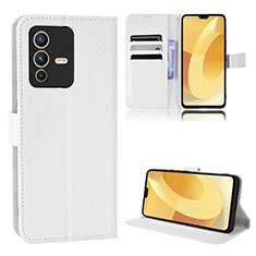 Leather Case Stands Flip Cover Holder BY1 for Vivo V23 Pro 5G White