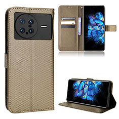 Leather Case Stands Flip Cover Holder BY1 for Vivo X Note Brown